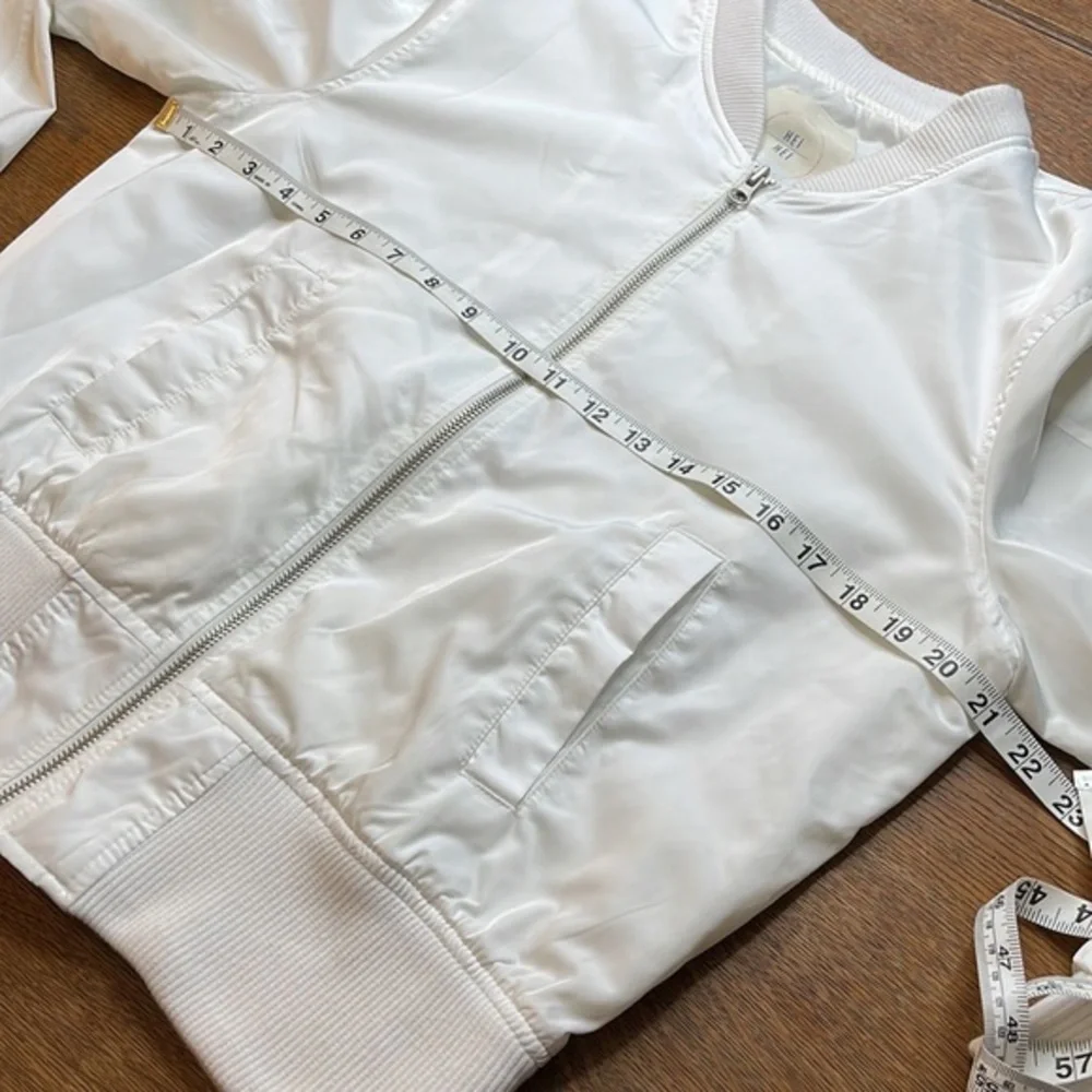 Anthropologie Hei Hei White Zip Front Bomber Jacket Size Medium - Picture 9 of 11